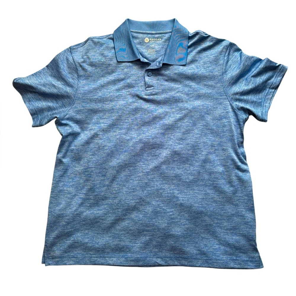 Haggar Men's Size Large Blue Polo‎ Golf Shirt Dri-fit